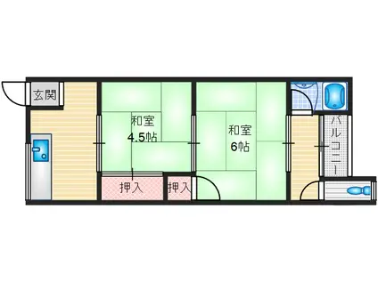 西田文化(2K/2階)の間取り写真