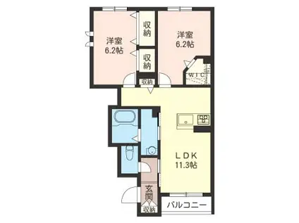 MAI CIEL II(2LDK/1階)の間取り写真