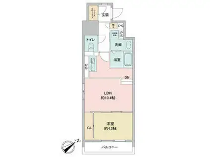 ドゥーエ千種(1LDK/13階)の間取り写真