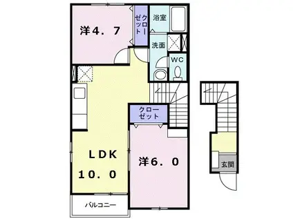アンソレイエIII(2LDK/2階)の間取り写真