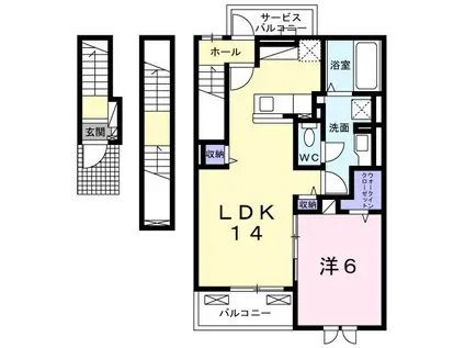 ウィステリア コーキ A(1LDK/3階)の間取り写真