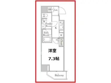 ルミークアン北上野(1K/4階)の間取り写真