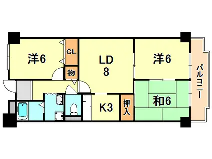 パールヒル清水が丘(3LDK/2階)の間取り写真