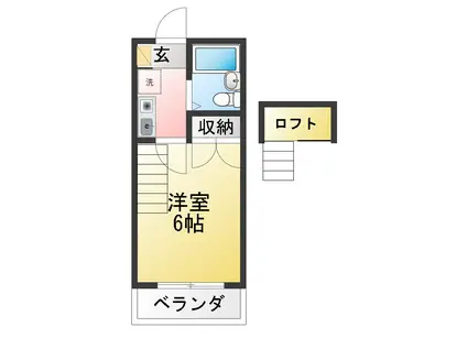 ビバリーシャロン(1K/2階)の間取り写真