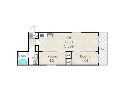 TIO NAGAIKOENMINAMI TIO長居公園南(2LDK/3階)の間取り写真