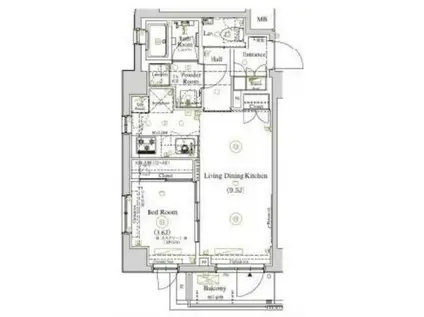 AXAS渋谷笹塚(1LDK/1階)の間取り写真