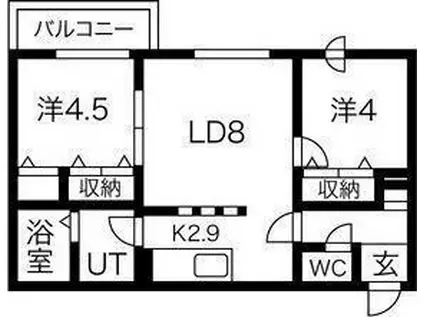 ブランシャール平岸3・8(2LDK/2階)の間取り写真