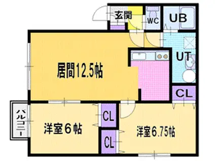 フォレパルクC(2LDK/1階)の間取り写真