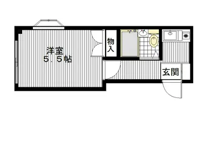 リヴァサイドフラッツ八王子(1K/1階)の間取り写真