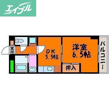 ハピネスプラザ(1DK/3階)の間取り写真