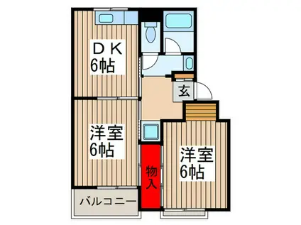 ラフィーヌ北小金(2DK/2階)の間取り写真