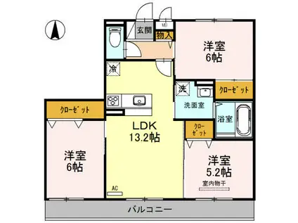 KOJIKA(3LDK/3階)の間取り写真