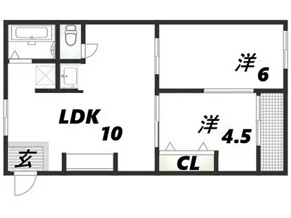 スリール杭瀬(2LDK/4階)の間取り写真