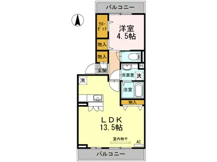 ルミエール(1LDK/2階)の間取り写真