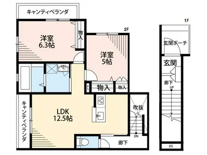 グランマリッシュ(2LDK/2階)の間取り写真