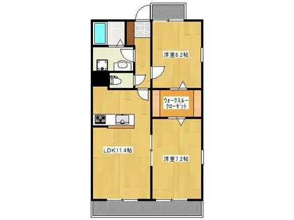 クロノス31田井島(2LDK/6階)の間取り写真