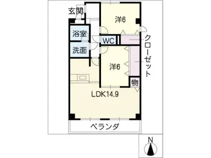 SYMPHONIX NAGARA(2LDK/2階)の間取り写真