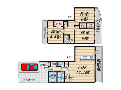 ジョイフルメゾン(3LDK/1階)の間取り写真