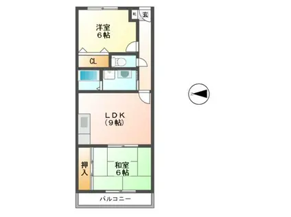 リバティー青山(2LDK/2階)の間取り写真