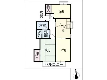 ラ・ルミエールM2(3DK/1階)の間取り写真