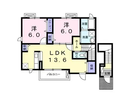 ウィンパークII(2LDK/2階)の間取り写真