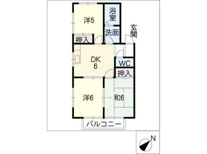 グランパス作野A(3DK/1階)の間取り写真