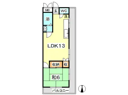 永信マンション(1LDK/3階)の間取り写真