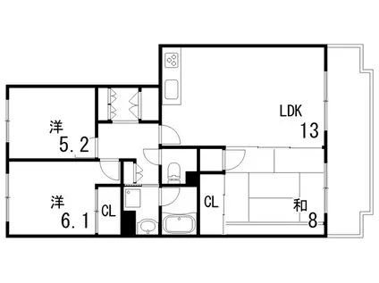 アーバンライフ本山中町(3LDK/1階)の間取り写真