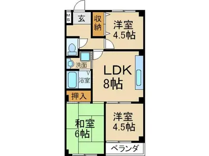 ファームハイツ(3DK/1階)の間取り写真