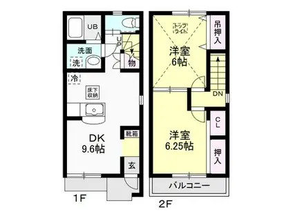 PROCYON 真弓(2DK/1階)の間取り写真