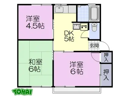 垣鼻ヒルズ(3DK/1階)の間取り写真