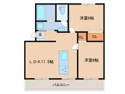 高洲マンション(2LDK/4階)の間取り写真