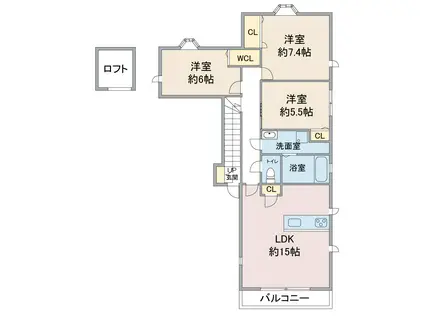 ヒルズ覚王山北(3LDK/2階)の間取り写真