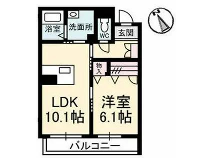 グランベレオ橘(1LDK/2階)の間取り写真