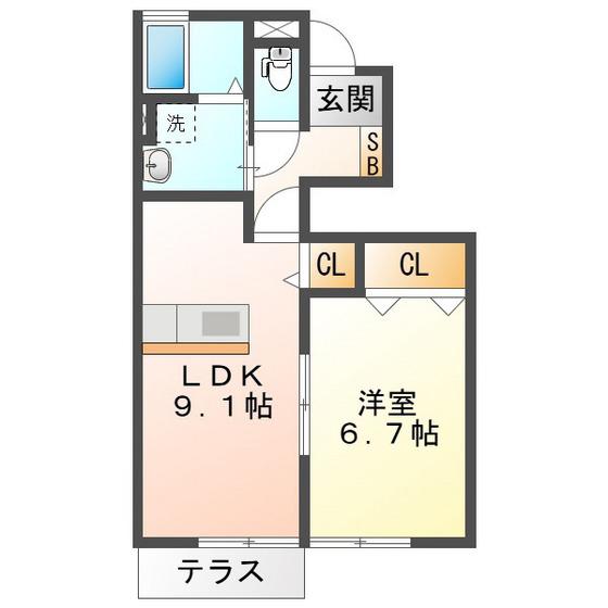サンガーデン(1LDK/1階)の間取り写真