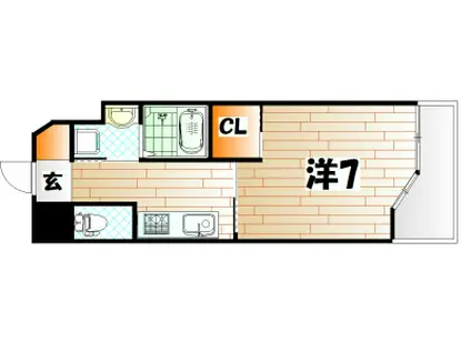 ウィングス重住(1K/9階)の間取り写真