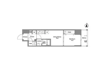 DAFFITTO錦糸町(1DK/7階)の間取り写真