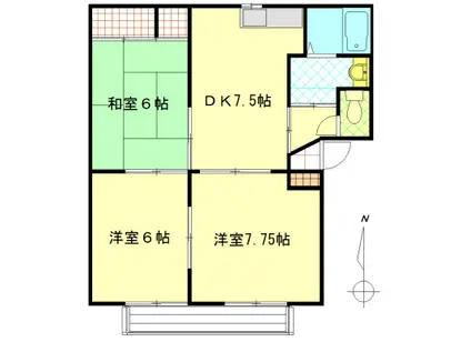 バリュージュ大橋B(3DK/2階)の間取り写真