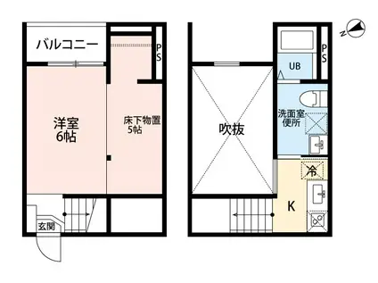 トータス鶴里(ワンルーム/1階)の間取り写真