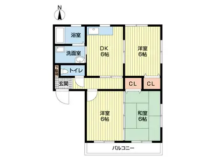 ラ・フォーレ壱番館(3DK/2階)の間取り写真