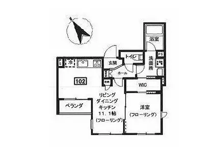 サウス グレイシア(1LDK/1階)の間取り写真
