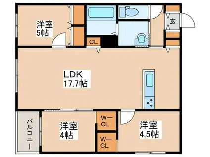 インフィニト月寒中央コート(3LDK/2階)の間取り写真