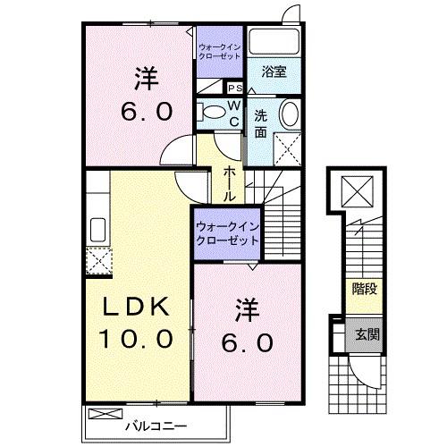 ピースフル・コート(2LDK/2階)の間取り写真