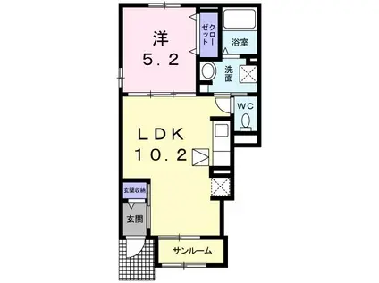 エスペランサ(1LDK/1階)の間取り写真