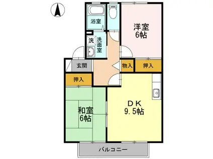 フェルメールヒルズ(2DK/2階)の間取り写真