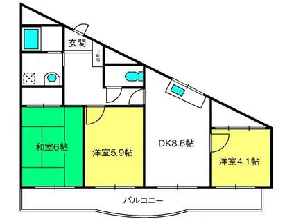 シェーンレーベASAMA(3DK/4階)の間取り写真
