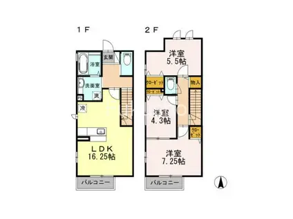 日吉グリーンヒルズツー(2LDK/2階)の間取り写真