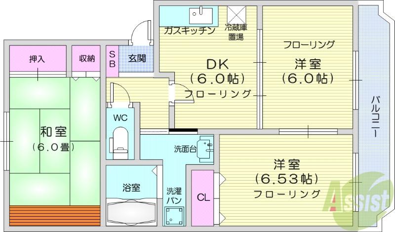 ソレイユパルクⅡ(3DK/2階)の間取り写真