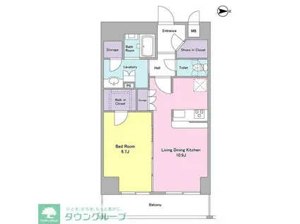 ジニア大森西(1LDK/7階)の間取り写真