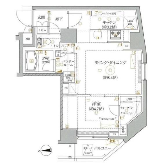REALIZE浅草IV(1LDK/9階)の間取り写真